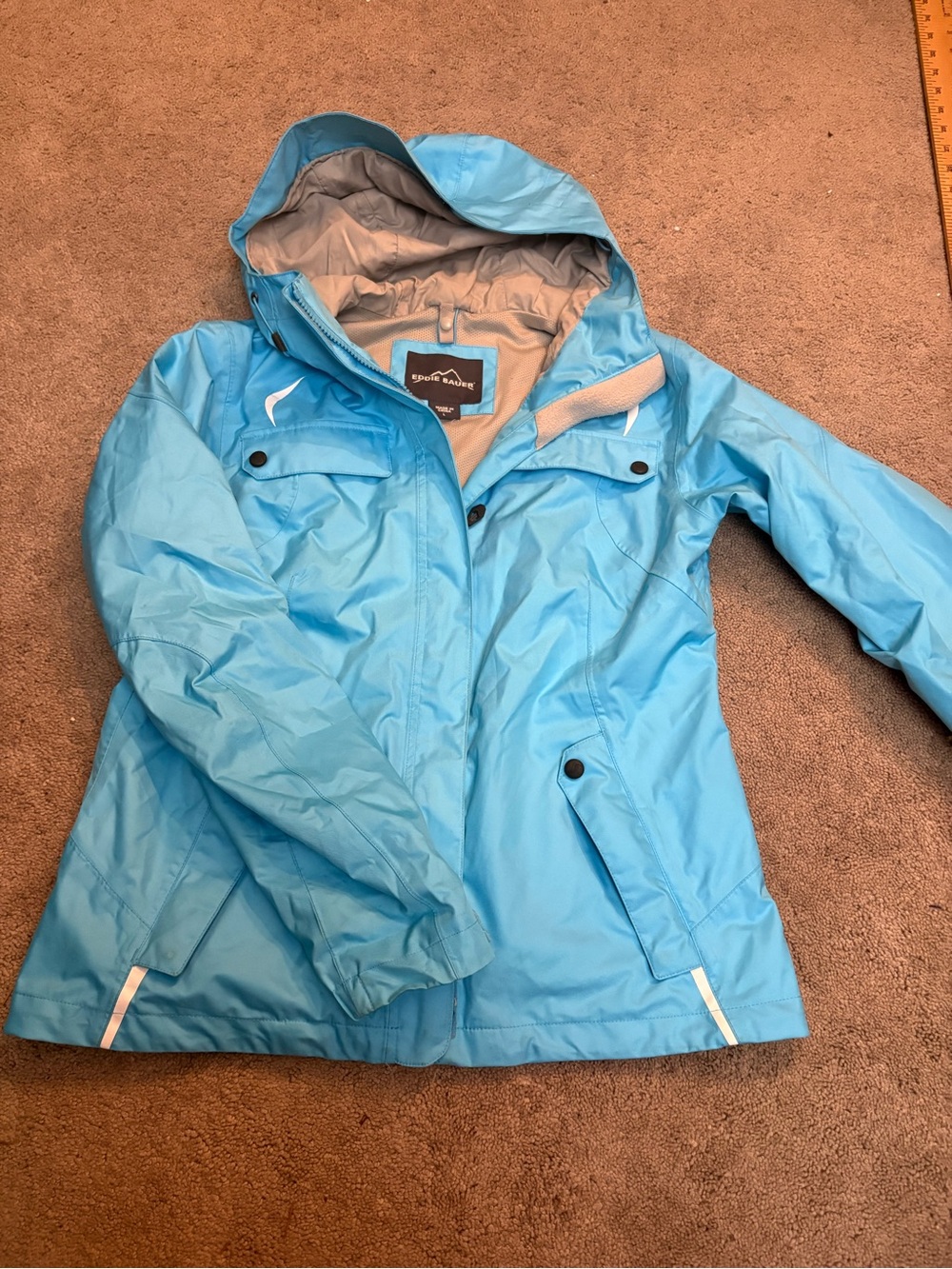 Eddie Bauer Turquoise Hooded Waterproof Ski Jacket